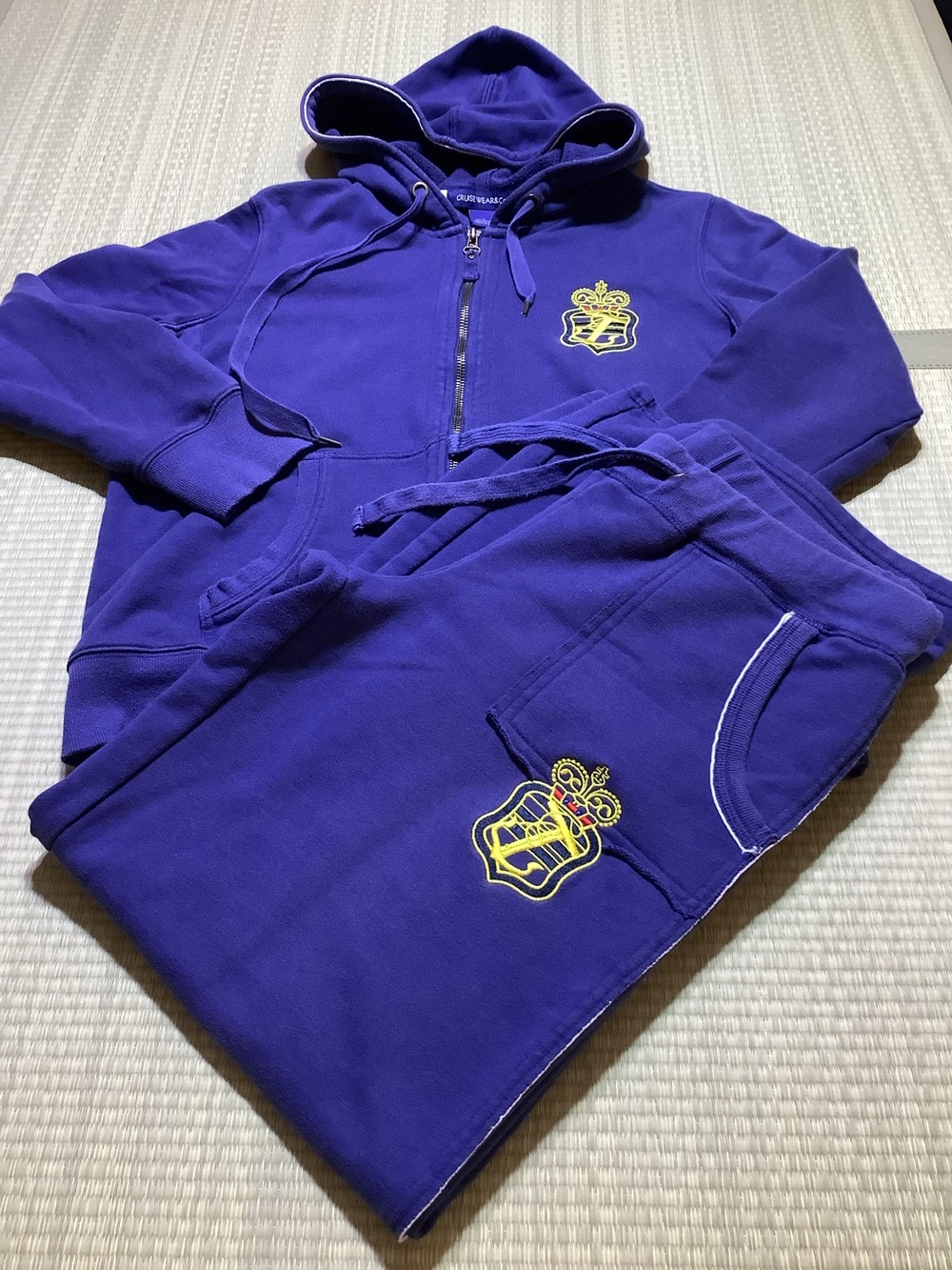 Cruise Wear & Co Blue Athletic Hoodie and Sweatpants Set Tracksuit